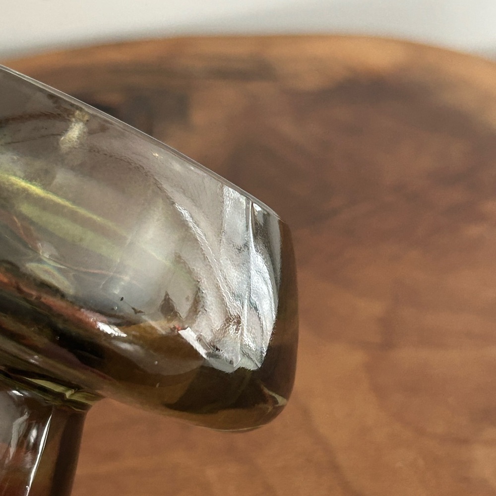 Glass mushroom Tea lite candle holder brown 3.5”H decor - Picture 4 of 11
